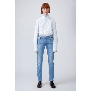 NWT Acne Studios Blå Konst Jeans Purple Cloud Print Straight Leg Stockholm NWT